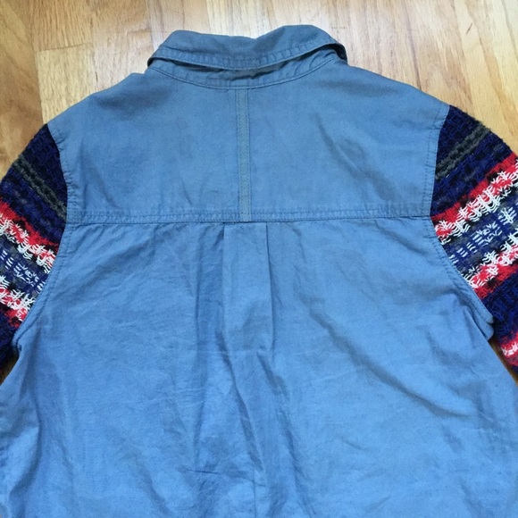 Free People Chambray Denim Knit Sweater   Sleeves - Picture 7 of 7
